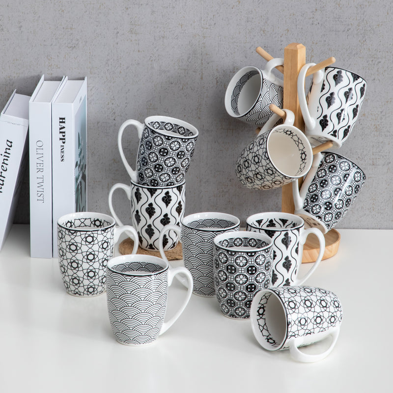 4/8/12 Piece Porcelain Coffee Mug Set 300ml Japanese Style