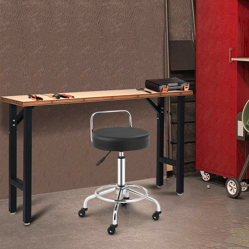 Pneumatic Work Stool Rolling Swivel Task Chair Spa Office Salon w/Cushioned Seat