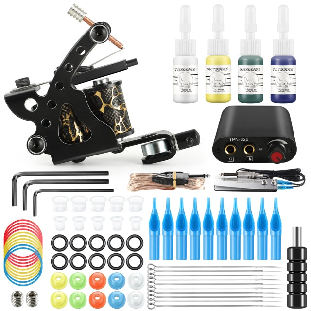 Tattoo Machines Tattoo Set Gun With Ink Power Supply Tattoo Supplies Body Art Tools Complete Tattoo