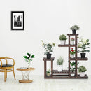 Home Garden Wooden Plant Display Rack Flowers Free Stand 6 Tier 10 Pots Shelf