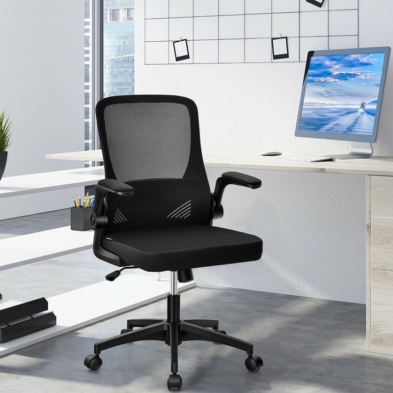 Office Chair Swivel Computer Desk Chair w/Foldable Backrest & Flip-Up Arms