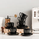 6PCS 4.5'' Black Glassware Espresso Coffee Saucer Set Square