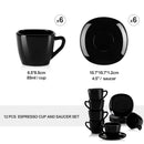 6PCS 4.5'' Black Glassware Espresso Coffee Saucer Set Square