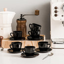 6PCS 4.5'' Black Glassware Espresso Coffee Saucer Set Square