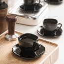 6PCS 4.5'' Black Glassware Espresso Coffee Saucer Set Square