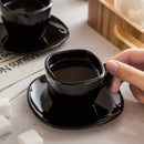 6PCS 4.5'' Black Glassware Espresso Coffee Saucer Set Square