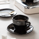 6PCS 4.5'' Black Glassware Espresso Coffee Saucer Set Square