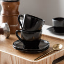 6PCS 4.5'' Black Glassware Espresso Coffee Saucer Set Square