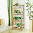 4-Tier Bamboo Ladder Shelf Plant Display Stand Rack Bookshelf Natural