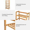 4-Tier Bamboo Ladder Shelf Plant Display Stand Rack Bookshelf Natural