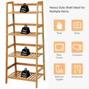 4-Tier Bamboo Ladder Shelf Plant Display Stand Rack Bookshelf Natural