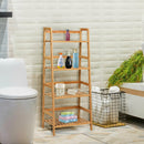 4-Tier Bamboo Ladder Shelf Plant Display Stand Rack Bookshelf Natural