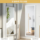 Mounted Mirror Full Length Hanging Wood Frame Mirror Decor White