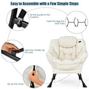 Modern Polyester Fabric Lazy Chair Single Sofa Chair w/Side Pocket