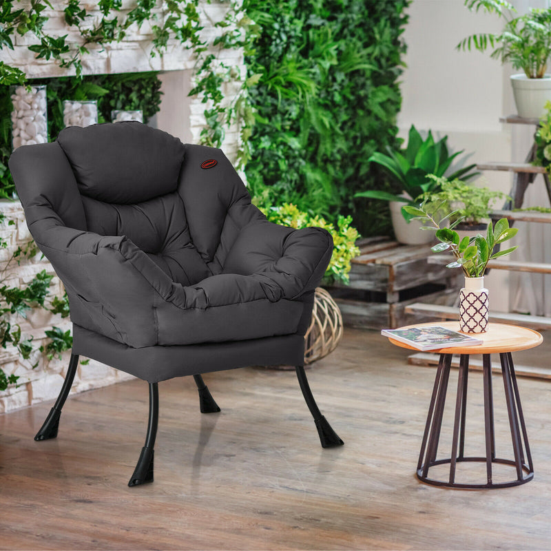 Modern Polyester Fabric Lazy Chair Single Sofa Chair w/Side Pocket