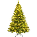 6ft Pre-lit Hinged Christmas Tree w/ 777 Glitter Tips & Pine Cones