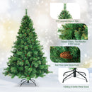 6ft Pre-lit Hinged Christmas Tree w/ 777 Glitter Tips & Pine Cones