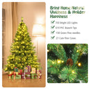 6ft Pre-lit Hinged Christmas Tree w/ 777 Glitter Tips & Pine Cones