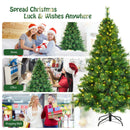 6ft Pre-lit Hinged Christmas Tree w/ 777 Glitter Tips & Pine Cones