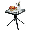 Patio 18" Coffee Side Table Square Tempered Glass Top Garden Deck