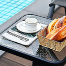 Patio 18" Coffee Side Table Square Tempered Glass Top Garden Deck