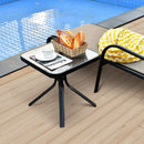 Patio 18" Coffee Side Table Square Tempered Glass Top Garden Deck