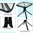 Patio 18" Coffee Side Table Square Tempered Glass Top Garden Deck