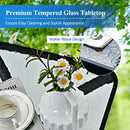 Patio 18" Coffee Side Table Square Tempered Glass Top Garden Deck
