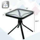 Patio 18" Coffee Side Table Square Tempered Glass Top Garden Deck
