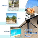 Patio 18" Coffee Side Table Square Tempered Glass Top Garden Deck