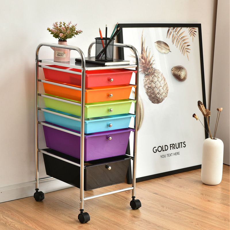 6 Drawer Rolling Storage Cart Tools Scrapbook Paper Office Organizer