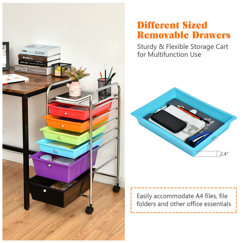 6 Drawer Rolling Storage Cart Tools Scrapbook Paper Office Organizer