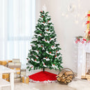 6ft Unlit Snowy Hinged Christmas Tree w/ 818 Mixed Tips & Red Berries