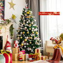 6ft Unlit Snowy Hinged Christmas Tree w/ 818 Mixed Tips & Red Berries