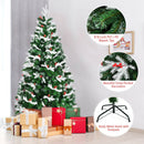 6ft Unlit Snowy Hinged Christmas Tree w/ 818 Mixed Tips & Red Berries