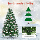 6ft Unlit Snowy Hinged Christmas Tree w/ 818 Mixed Tips & Red Berries