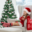 6ft Unlit Snowy Hinged Christmas Tree w/ 818 Mixed Tips & Red Berries