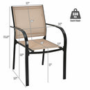 Set of 2 Patio Dining Chairs Stackable with Armrests Garden Deck Brown