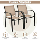 Set of 2 Patio Dining Chairs Stackable with Armrests Garden Deck Brown