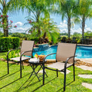 Set of 2 Patio Dining Chairs Stackable with Armrests Garden Deck Brown