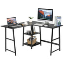 L Shaped Corner Computer Desk Study Table w/Storage Shelves Black