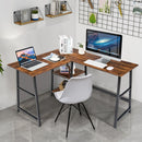 L Shaped Corner Computer Desk Study Table w/Storage Shelves Rustic Brown