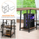 L Shaped Corner Computer Desk Study Table w/Storage Shelves Rustic Brown