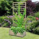 68in Wood Planter Box with Trellis Raised Garden Bed for Climbing Plants