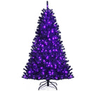 6ft Pre-lit PVC Christmas Halloween Tree Black w/ 250 Purple LED Lights