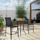3 PCS Outdoor Patio Bar Table Stool Set Height Tempered Glass Top
