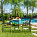 3 PCS Outdoor Patio Bar Table Stool Set Height Tempered Glass Top