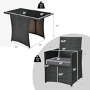 3PCS Patio Rattan Furniture Set Cushion Sofa Armrest Garden Deck Gray