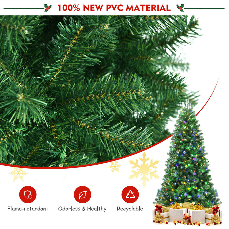 7ft/8ft Pre-lit Hinged Christmas Tree w/ Remote Control & 9 Lighting Modes