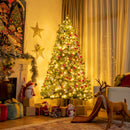 7ft/8ft Pre-lit Hinged Christmas Tree w/ Remote Control & 9 Lighting Modes